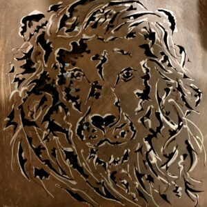 Lion perdu dans le sable